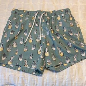 Abercrombie & Fitch Green Cactus Print Swim Shorts